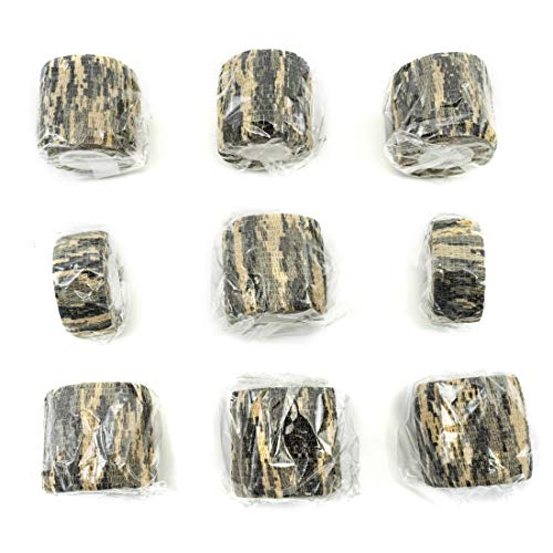 FRESINIDER 9 Rolls Self Adhesive Wrap Athletic Tape Gauze, Breathable Elastic Cohesive Bandage for Sports Injury & Pet (7 Pcs 2" x 5 Yards + 2 Pcs 1" X 5 Yards) (Digital Woodland Camo) - color: Digital Woodland Camo