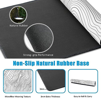 Mouse Pad,Topographic Line Desk Mat for Desktop,Desk Pad with Non-Slip Base and Stitched Edge,Extended Mousepad for Office and Home 35.4X15.7 Inch - color: Topographic Line