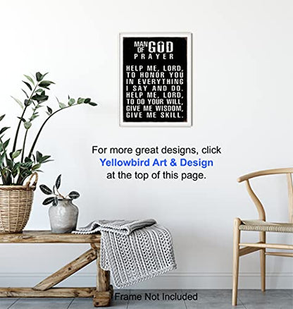 Religious Wall Art & Decor for Men - Christian Catholic Gifts for Men, Husband, Him - Inspirational Spiritual Motivational Poster Picture Print Sign - Man of God Prayer - Office, Man Cave, Church - size: 8"L x 10"W, style: Unframed