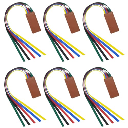 6 Pcs Bible Bookmark, Colorful Ribbon Bookmark, Artificial Leather Bible Ribbons Bookmarks, Page Markers with 5 Ribbons Colors for Books Novel Bible, Reading Lovers Students Teachers, Christmas Gift - color: Bible, size: 6 pcs
