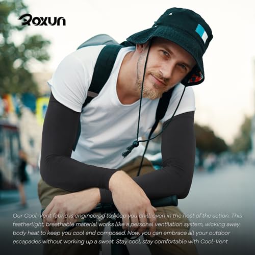 ROXUN Arm Sleeves, Cooling UV Sun Protection Sports Compression for Men/Women - color: 2 Pairs - 2 Black