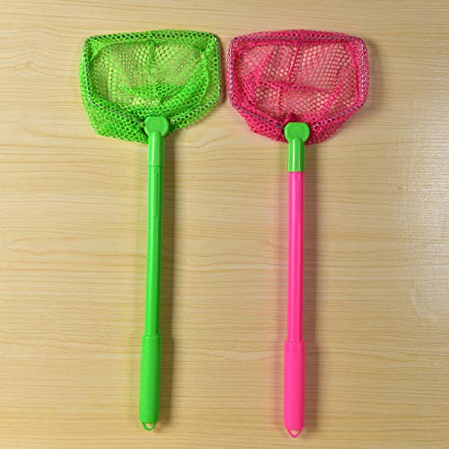 4 Pieces Fishing Net Catching Bug Fish Butterfly Nets Beach Toys for Kids Outdoor Playing (Green, Rose Red) - color: Green, Rose Red