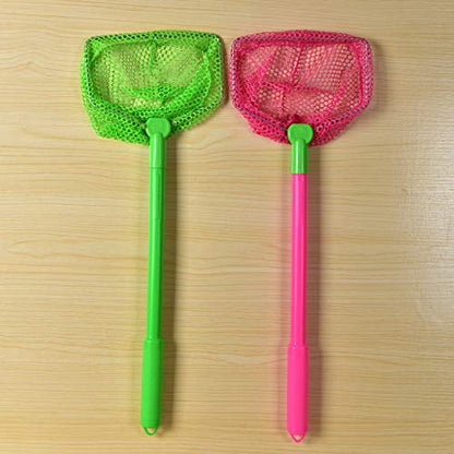 4 Pieces Fishing Net Catching Bug Fish Butterfly Nets Beach Toys for Kids Outdoor Playing (Green, Rose Red) - color: Green, Rose Red