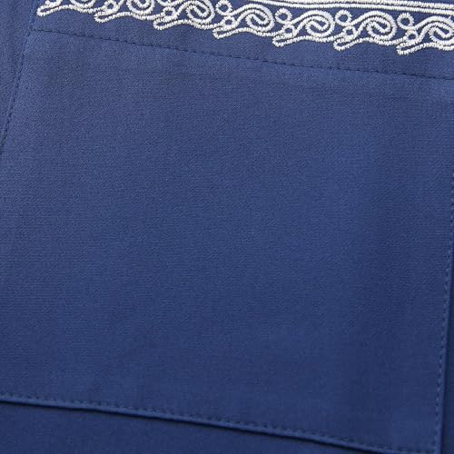 Lmdudan Men's Muslim Thobes Middle East Arab Robes Casual Long Sleeve Loose Hood Long Gown Dress Muslim Kaftan Thobe - color: 2-blue, size: Medium