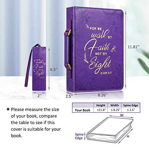 FINPAC Large Classic Bible Cover Vegan Leather Carrying Book Case Church Bag Bible Protective with Handle, Gift for Women, Mother, Friends, Purple - color: Deep Purple