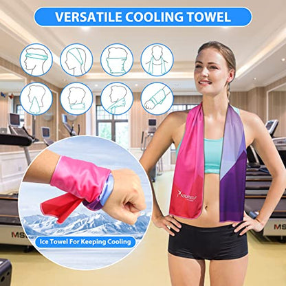 SYOURSELF Cooling Towel, Cooling Towels for Neck,40" x 12"Ice Towel for Instant Cooling Relief, Soft Breathable Chilly Towel, Perfect Yoga, Golf, Sports(Geo) - color: Mix2
