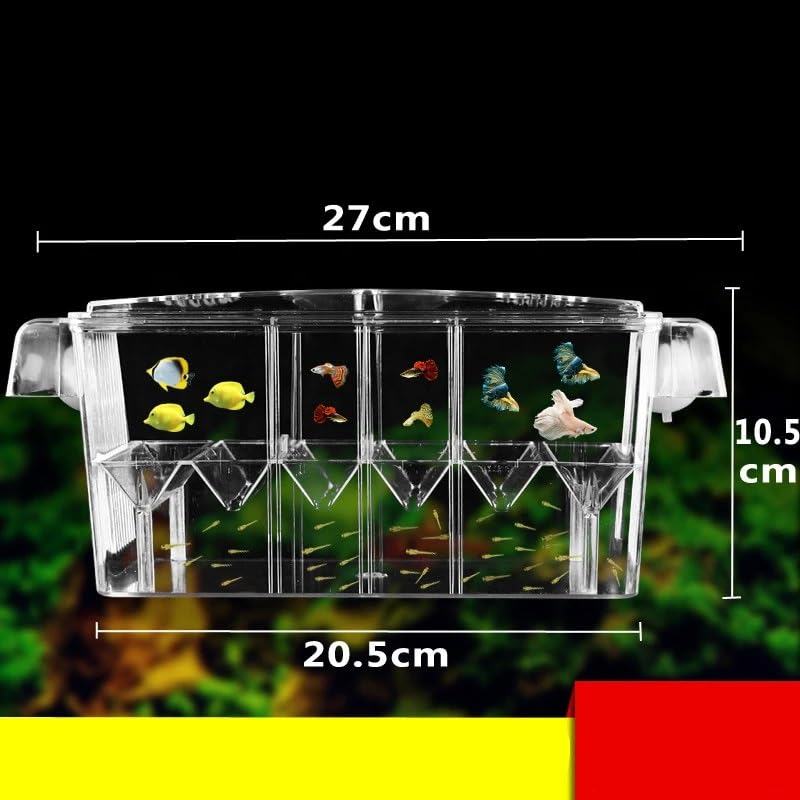 Multifunctional Fish Breeding Box 4 Rooms Aquarium Breeder Box with Suction Cups Fish Baby Hatchery Acrylic Incubator Isolation Boxes for Guppy Baby Hatchery Injured Pregnant Fishes