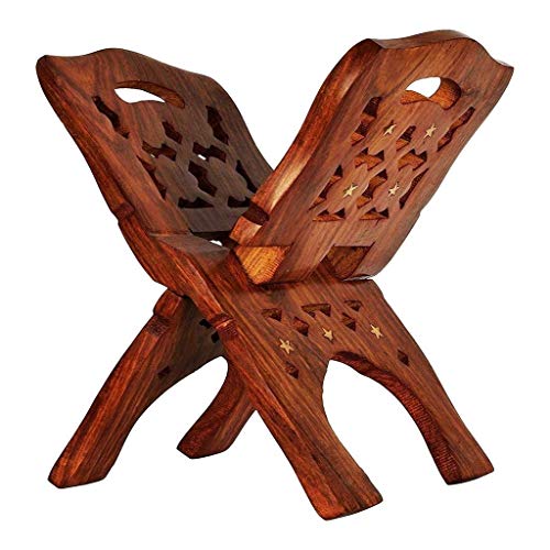 Goofy Turtle Sheesham Wooden Book Stand Rehal for Pooja Reading Geeta Bible Quran Books Brown 12 inch