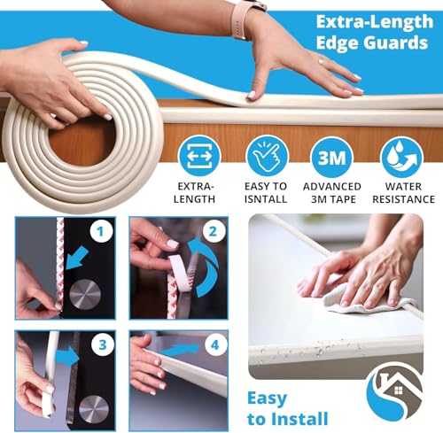 Furniture Edge Guards | 16ft Protective Protective Foam Cushion | Baby Child Proofing Set NonToxic for Table, Fireplace, Countertop | Beige - color: Beige, size: 16ft