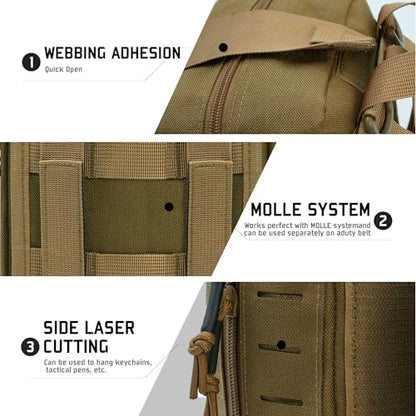 Molle Ifak Pouch, Rip Away Molle Tactical Medical Pouch, Empty First Aid Kit Bag for Duty Belt (1 Pack-TAN) - color: 1 Pack-tan