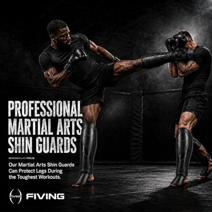 Upgraded Thickened Muay Thai Shin Guards with Instep | Enhanced Impact Protection, Kickboxing & MMA Leg Guards, Martial Arts Sparring Training, Durable for Men Women - size: Large