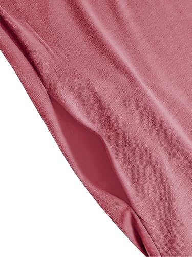 WSPLYSPJY Women High Neck Abaya Muslim Dress Solid Color Prayer Robe - color: Pink, size: X-Large
