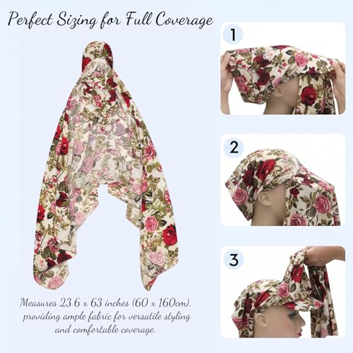 ZLYC Women Muslim Hijab Scarf with Visor Built-in Undercap Sun Protection Headwrap - color: Floral Beige