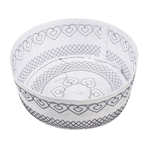 Muslim Prayer Kufi Hat for Men Boys Islamic Beanie Skull Cap Prayer Headwear Embroidery Kofia Topi Sun Hat Ramadan Eid Gift - color: Grey, Heart Embroidery