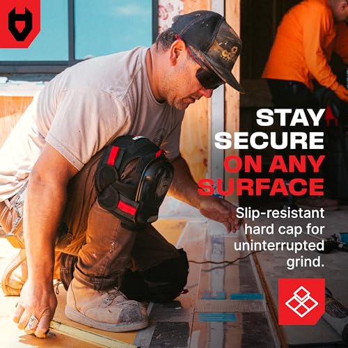 NoCry Professional Work Knee Pads for Men Construction with Ankle Support and Heavy Duty Anti-Slip Cap — Foam Cushion and Extra Thick Gel Padding — Reinforced Thigh & Shin Straps - style: Improved