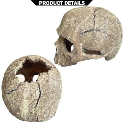 Aquarium Decoration for Fish Tank Skull Head Rock Cave-Small | Fish Tank Ornament Decorative Hideouts Landscape Aquarium Decor Reptile House Cave Aquarium Decoration