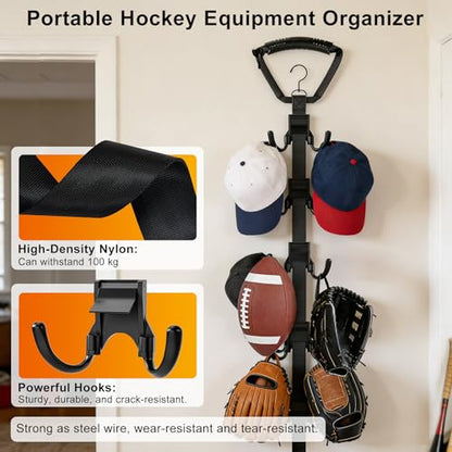 Hockey Drying Rack, Hockey Gear Drying Rack with 5 Durable Adjustable Hooks | Hold Up to 175 lbs,for Ice Field Hockey Goalie Lacrosse Football Baseball Softball Camping Fishing Accessories
