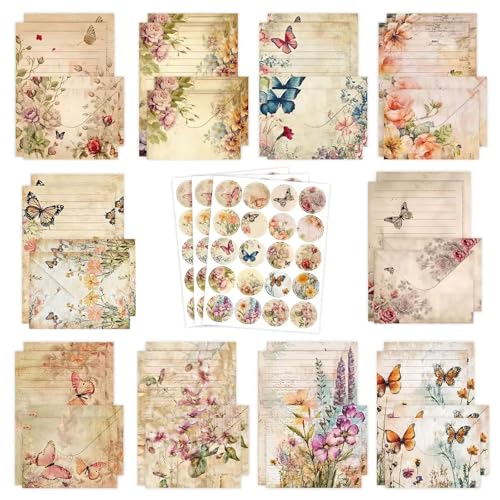 160 Pcs Stationery Paper Envelopes Set - color: Nature Vintage