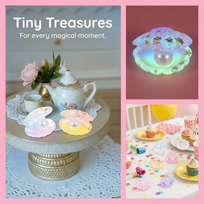 Toyvian 16Pcs Luminous Mini Shell Charms with Pearl Glow in Dark Resin Craft Beads Mini Pearl Shell Figurinesfor Aquarium Decor Fish Tank Accessories Party Wedding Ornaments