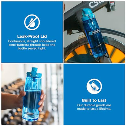 Nalgene 24 oz On The Fly Lock-Top Water Bottle, Slate Blue w/Glacial - color: Slate Blue with Glacial, size: 22 Ounces