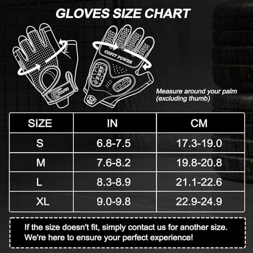 COFIT Workout Gloves for Men Women, Weight Lifting Gloves with 5MM Padded Palm, Non-Slip Gym Gloves, Fingerless Breathable Fitness Gloves for Training, Exercise, Pull Ups - size: X-Large