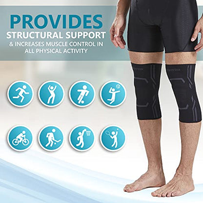 Bodyprox Knee Compression Sleeve for Men and Women (2 Pack), Knee Support Brace for Running and Work out (X-Large)… - size: X-Large