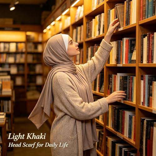Hijab Scarf for Women, 3PCS Set with Undercap and Hijab Clip Lightweight Modal Muslim Head Wrap Scarf for Daily - color: Sy17-light Khika Hijab+white Undercap