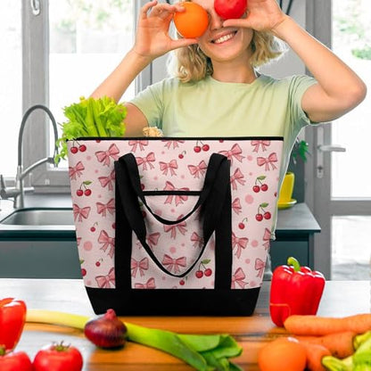 SWEET TANG Cooler Bag Insulated for Travel, Bow Cherry Pink Food Delivery Cooler Bag for Beach, Travel, Picnics - color: Pattern 83