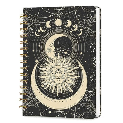 Lined Spiral Journal Notebook, A5 College Ruled Spiral Notebook for Women, Hardcover with Elegant Design for Work and Note-Taking, 5.5 * 8.25 inch, 160 Pages, Sun - color: Sun