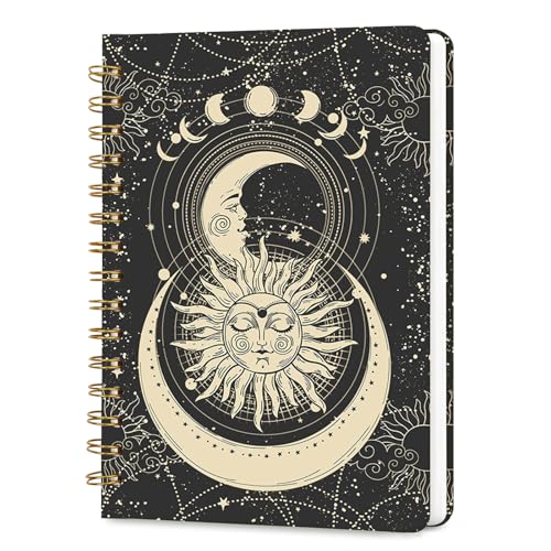 Lined Spiral Journal Notebook, A5 College Ruled Spiral Notebook for Women, Hardcover with Elegant Design for Work and Note-Taking, 5.5 * 8.25 inch, 160 Pages, Sun - color: Sun