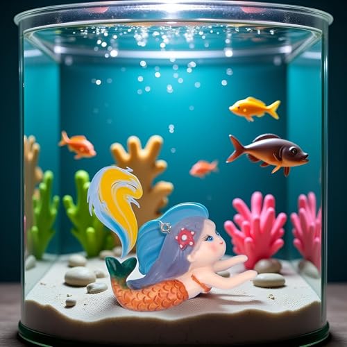 GANPUB Floating Fish Tank Decor, Aquarium Fish Mermaid, Ornaments, Eye Catching Decoration, Aquatic Pets Cartoon, Miniatures Figures for, Aquarium Décor Thematic Ornaments