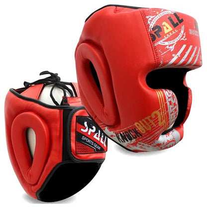 Spall Pro Boxing Headgear, Sparring Helmet for Fighting Sports Karate Boxing Martial Arts MMA and Taekwondo - color: Red