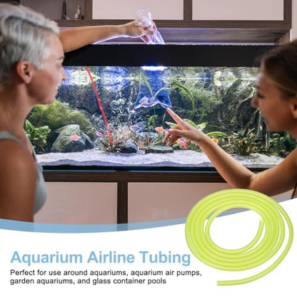 Aquarium Airline Tubing, 5/32"(4mm) ID x 1/4"(6mm) OD 4.9ft PVC Flexible Tube, (2Pcs, Yellow), Intended for Fish Tank Air Pump/Aquarium/Garden/Terrarium Pond - color: Yellow