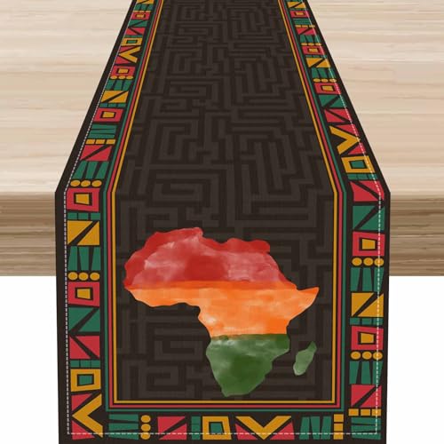 Traditional African Table Runner, Tribal African Folk Colorful Abstract Geometric Print Ethnic Farmhouse Coffee Table Center Decor for Kitchen Dining Patio Holiday Party Indoor Outdoor, 13"x36" Inch - color: African-12, size: 13x36" Table Runner