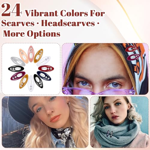 24 Pcs Hijab Pins for Women Muslim, Colorful Plastic Hijab Pins for Scarves, Hijabs, Shawls, Non-Slip Clips
