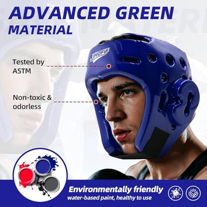 Youth & Adult Boxing Helmet, Martial Arts Sparring Headgear for Karate, Kickboxing, Taekwondo & MMA Training/Competition - Waterproof and Breathable, Adjustable Velcro Strap, 4 Colors