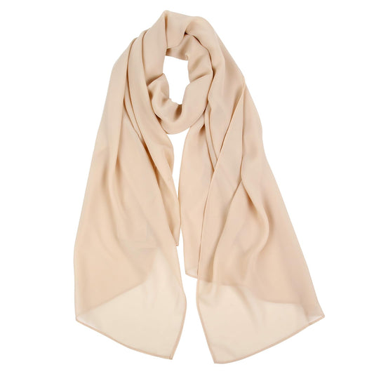AIBFRID Breathable Solid Color Soft Chiffon Long Fashion Scarves for Women - color: Beige