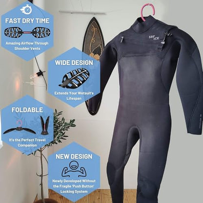 Hang 11' Wetsuit Hanger - Improves Your Wet Suit Longevity, Quick Dryer, Foldable Wetsuit Hangers for Surfers, Ideal for Drysuit Scuba Diving Gear & BCD, Surfing Accessories, Surfing Gifts (Pink) - color: Pink