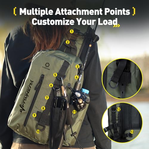 Small Fishing Bag with Rod Strap, Portable & Lightweight, Fish Small Tackle bag – Fits Tackle Boxes & Gear,Move Freely, Cast Smoothly - Fishing Gifts for Men - color: Forest Green