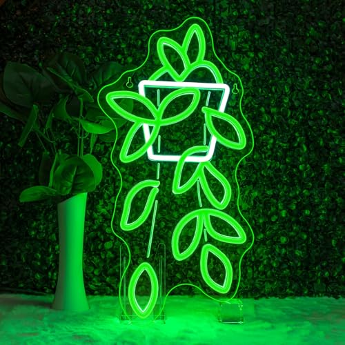 Green Planter Neon Light Pothos Pots Neon Sign Wall Decor for Home & Store - color: Pothos pots