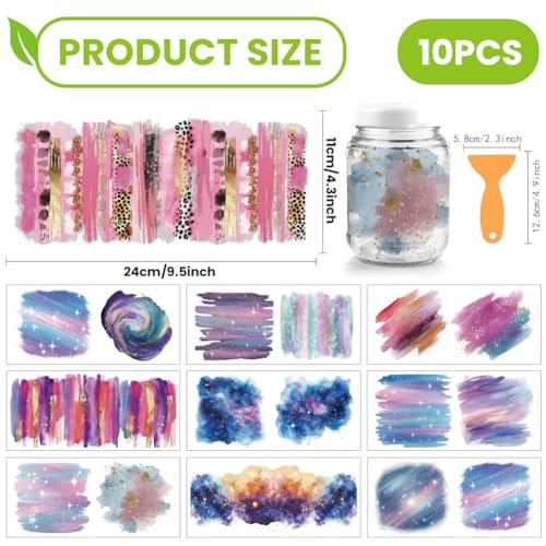 arricraft 10 Sheets Sparkling Patterns Theme UV DTF Cup Wrap for 16OZ Glass, Background Halo Rub on Decals PVC Transfer Stickers for DIY Cups Window Home Printing Decoration 24x11cm/9.4x4.3inch - style: Sparkling Patterns Theme