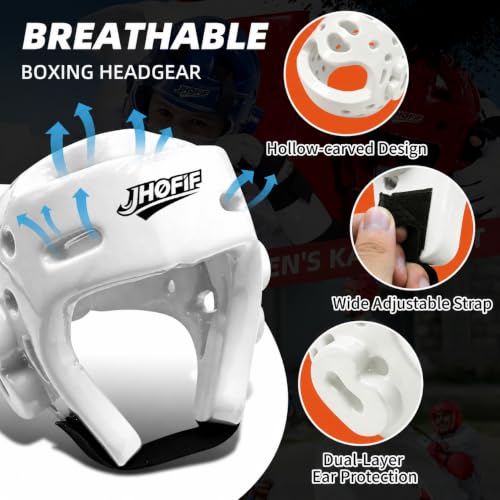 Martial Arts Karate Protective Sparring Gear Package Deal/Gift Adjustable Adult & Youth Headgear, Gloves & Kicks for MMA, Taekwondo, Boxing Training - color: white, size: Large