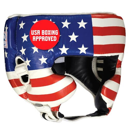 Ringside Competition Boxing Muay Thai MMA Sparring Head Protection Headgear with Cheeks - color: US Flag, size: X-Large