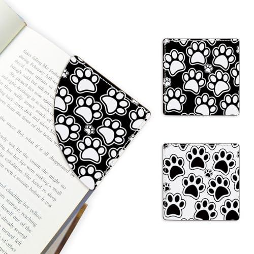 2 Pack Dog Paw Leather Book Corner Bookmark, Durable Handmade Reading Accessories - Gifts for Readers, Women, Men, Teachers, Students 2 - color: 2pack-dog Paw 2