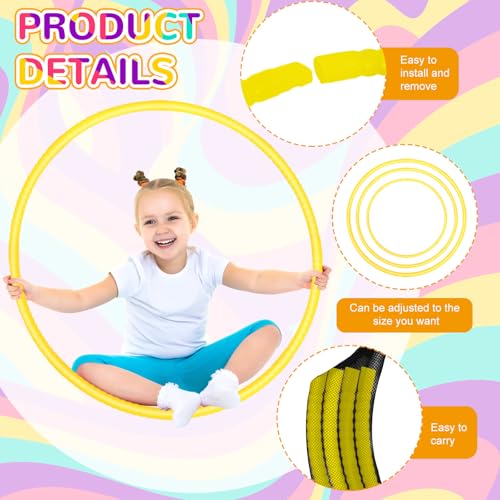 Poen 2 Pcs Detachable Hoop and Jump Rope Set Include 7.3 Ft Skipping Rope and 23 Inch Adjustable Exercise Hoop Gymnastic Fitness Exercise Gift Equipment - color: Yellow