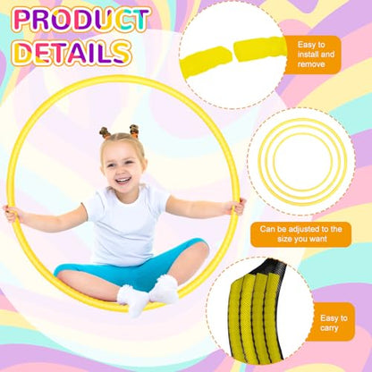 Poen 2 Pcs Detachable Hoop and Jump Rope Set Include 7.3 Ft Skipping Rope and 23 Inch Adjustable Exercise Hoop Gymnastic Fitness Exercise Gift Equipment - color: Yellow