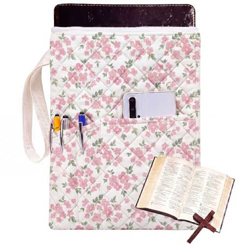 Gilprop Bible Book Sleeve 11" x 9" Pink Floral Quilted Zippered - style: Pink Floral