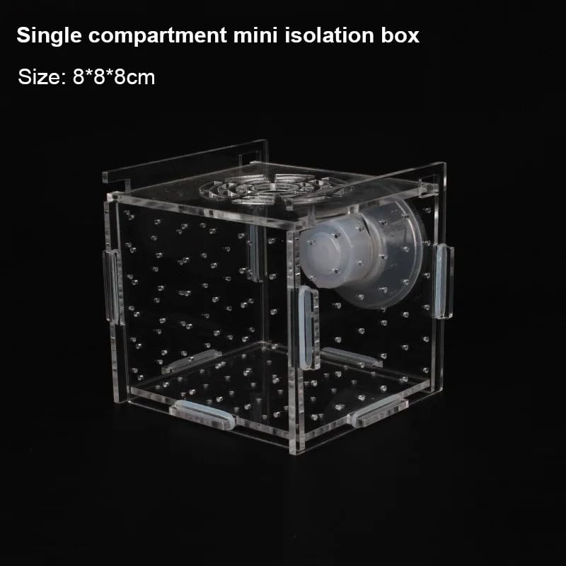 HEPBAK 1pcs Fish Tank Transparent Aquarium Single Double Multi Grid Isolation Box Small Fry Incubator Breeding Box Aquatic Pet Supplies (Color: 6x6x6cm)