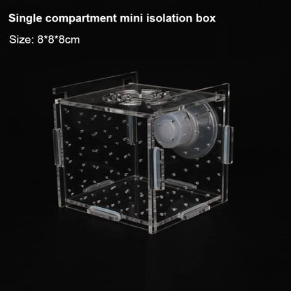HEPBAK 1pcs Fish Tank Transparent Aquarium Single Double Multi Grid Isolation Box Small Fry Incubator Breeding Box Aquatic Pet Supplies (Color: 6x6x6cm)