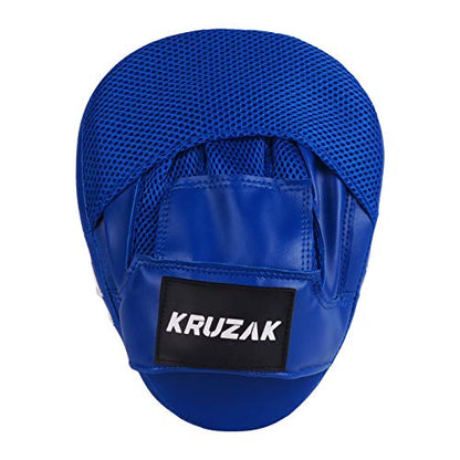 Kruzak Plain Punching Mitts for Muay Thai MMA Training, Focus Pads for Boxing Martial Arts and Punching Target - color: Blue